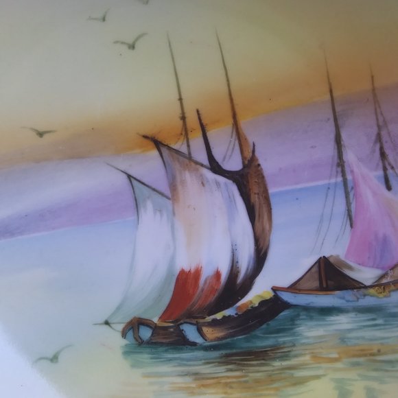 Vintage Hand Painted Nippon Morimura pedestal bowl with two handles and Moriage - Picture 11 of 16